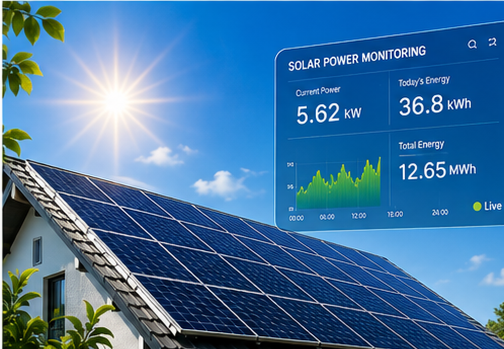BHS EnergySync solar energy — rooftop solar panels with live solar power monitoring dashboard
